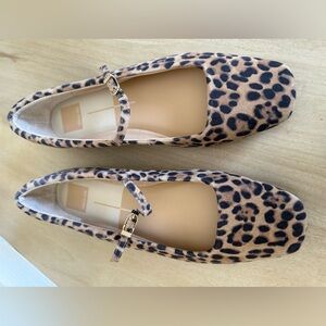 Dolce Vita Leopard Print Mary Jane Flats in Tan and Black